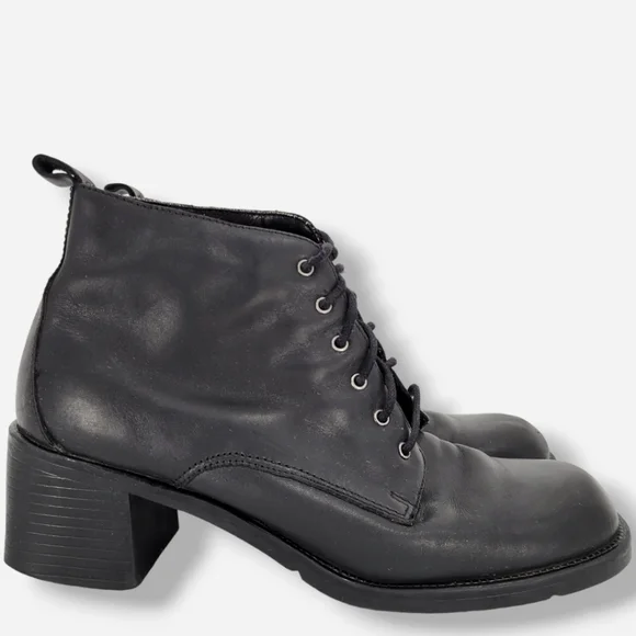 VINTAGE Y2K WHITE MOUNTAIN Lace Up Ankle Booties Black - Picture 5 of 15